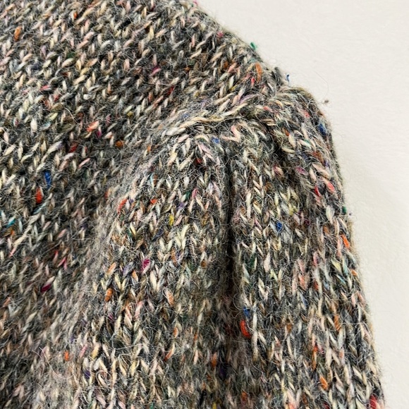 One Step Ahead Wool Knitted Cardigan V Neck Grey Green Orange M - Picture 9 of 10